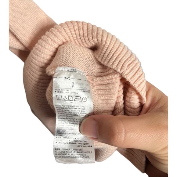 Gap light pink button up knit cardigan sweater ribbed hem 100% cotton small - Picture 4 of 5